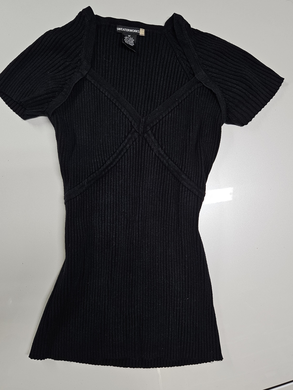 Sweaterworks Black Ribbed knit top